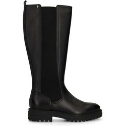 Schwarze Lederstiefel mit Elastikeinsatz
