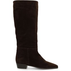 Dunkelbraune Veloursleder-Stiefel