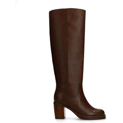 Dunkelbraune Lederstiefel mit Absatz