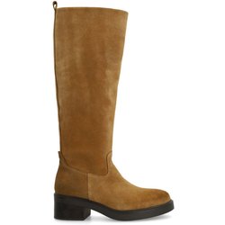 Beigefarbene Veloursleder-Stiefel