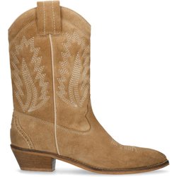 Taupefarbene Cowboystiefel aus Veloursleder