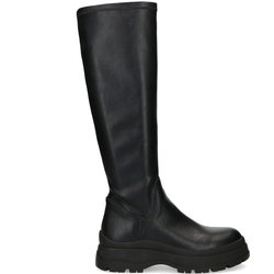 Schwarze Stiefel mit hohem Schaft und markanter Sohle