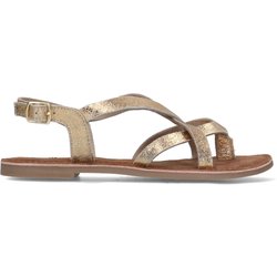 Goldfarbene Riemchensandalen aus Leder