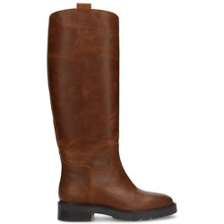 Cognacfarbene Lederstiefel mit hohem Schaft