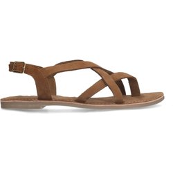 Cognacfarbene Sandalen mit gekreuzten Riemchen