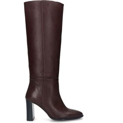Bordeauxrote Lederstiefel mit Absatz
