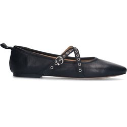 Schwarze Leder-Ballerinas mit Nieten