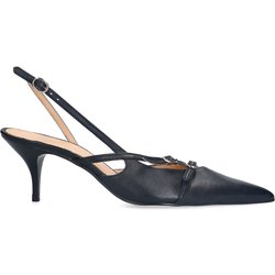 Schwarze Leder-Slingbacks mit Schnallen