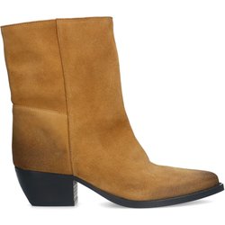 Taupefarbene Veloursleder-Stiefeletten mit Absatz