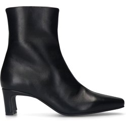 Schwarze Lederstiefeletten mit Absatz