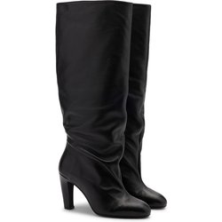 Schwarze Lederstiefel mit Absatz