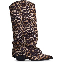 Cowboystiefel mit Umschlag und Leoprint