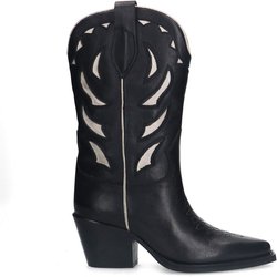 Schwarze Leder-Cowboystiefel mit Stickerei