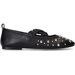 Schwarze Leder-Ballerinas mit Nieten