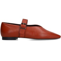 Rote Leder-Ballerinas mit Schnalle