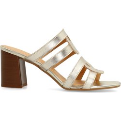 Goldfarbene Leder-Mules mit Absatz