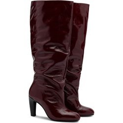 Bordeauxrote Lederstiefel mit Absatz