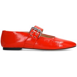 Rote Lack-Ballerinas mit Schnalle