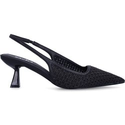 Schwarze Slingback-Pumps in Flecht-Optik