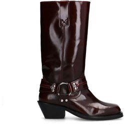 Bordeauxrote Biker Boots aus Leder