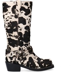 Biker Boots aus Veloursleder mit Kuhmuster