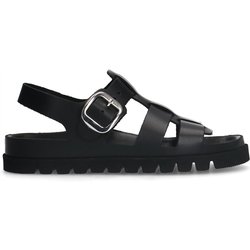 Schwarze Ledersandalen