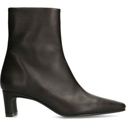 Dunkelbraune Lederstiefeletten mit Absatz