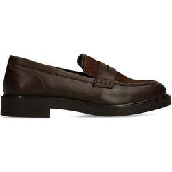 Braune Leder-Loafer mit Pony Hair