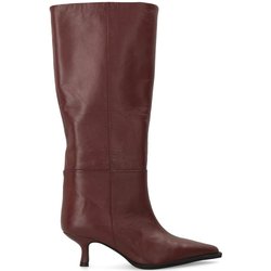 Bordeauxrote Lederstiefel mit Absatz