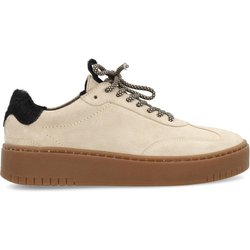 Beigefarbene Veloursleder-Sneaker