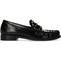 Schwarze Leder-Loafer mit silberfarbenen Nieten