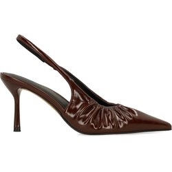 Bordeauxrote Slingbackpumps in Crinkle-Optik