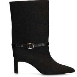 Schwarze Denim-Stiefeletten mit Absatz