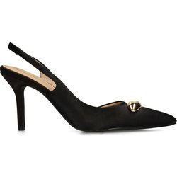 Schwarze Slingbackpumps mit goldfarbenem Detail