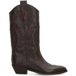 Braune Leder-Cowboystiefel mit Stickerei