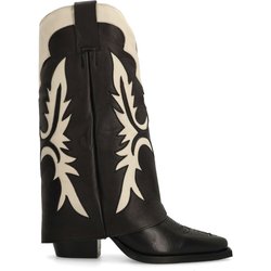 Schwarze Leder-Cowboystiefel mit Umschlag