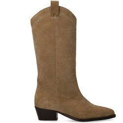 Beigefarbene Cowboystiefel aus Veloursleder