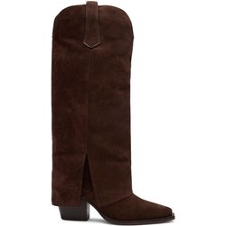 Braune Veloursleder-Cowboystiefel mit Umschlag