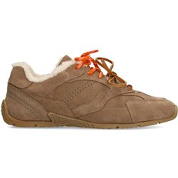 Braune Veloursleder-Sneaker mit 2 Paar Schnürsenkeln