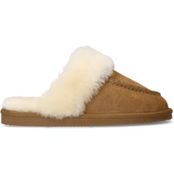 Cognacfarbene Veloursleder-Pantoffeln
