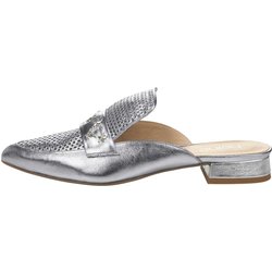 HEINE Damen Designer-Leder-Pantolette Silberfarben