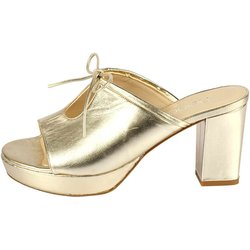 HEINE Damen Designer-Leder-Pantolette Goldfarben
