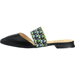 HEINE Damen Designer-Leder-Pantolette Schwarz-Grün