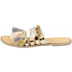 HEINE Damen Designer-Leder-Pantolette Goldfarben