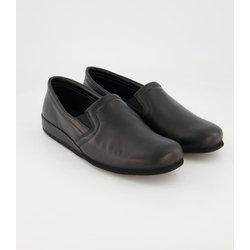 Rohde Schuhe - Hausschuh Leder (Schwarz, Gr. 47)