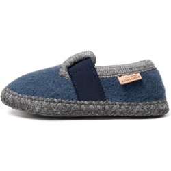 Living Kitzbühel - T-Modell mit Häkelverzierung - Hüttenschuhe Gr 24 blau/grau