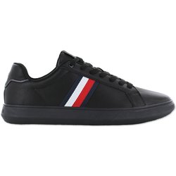 Tommy Hilfiger Corporate Leather Cup Stripes - Herren Schuhe Schwarz FM0FM04732BDS