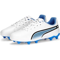 PUMA King Match FG/AG Fußballschuhe Kinder 01 - PUMA white/PUMA black/blue glimmer 38.5