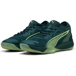 PUMA Eliminate Nitro Squad 4 Handballschuhe 01 - green terrain/fizzy light/puma white/puma silver 48
