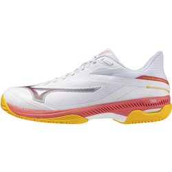 Mizuno Wave Exceed Court CC Tennisschuhe Herren 60 - white/calypso coral/citrus 42
